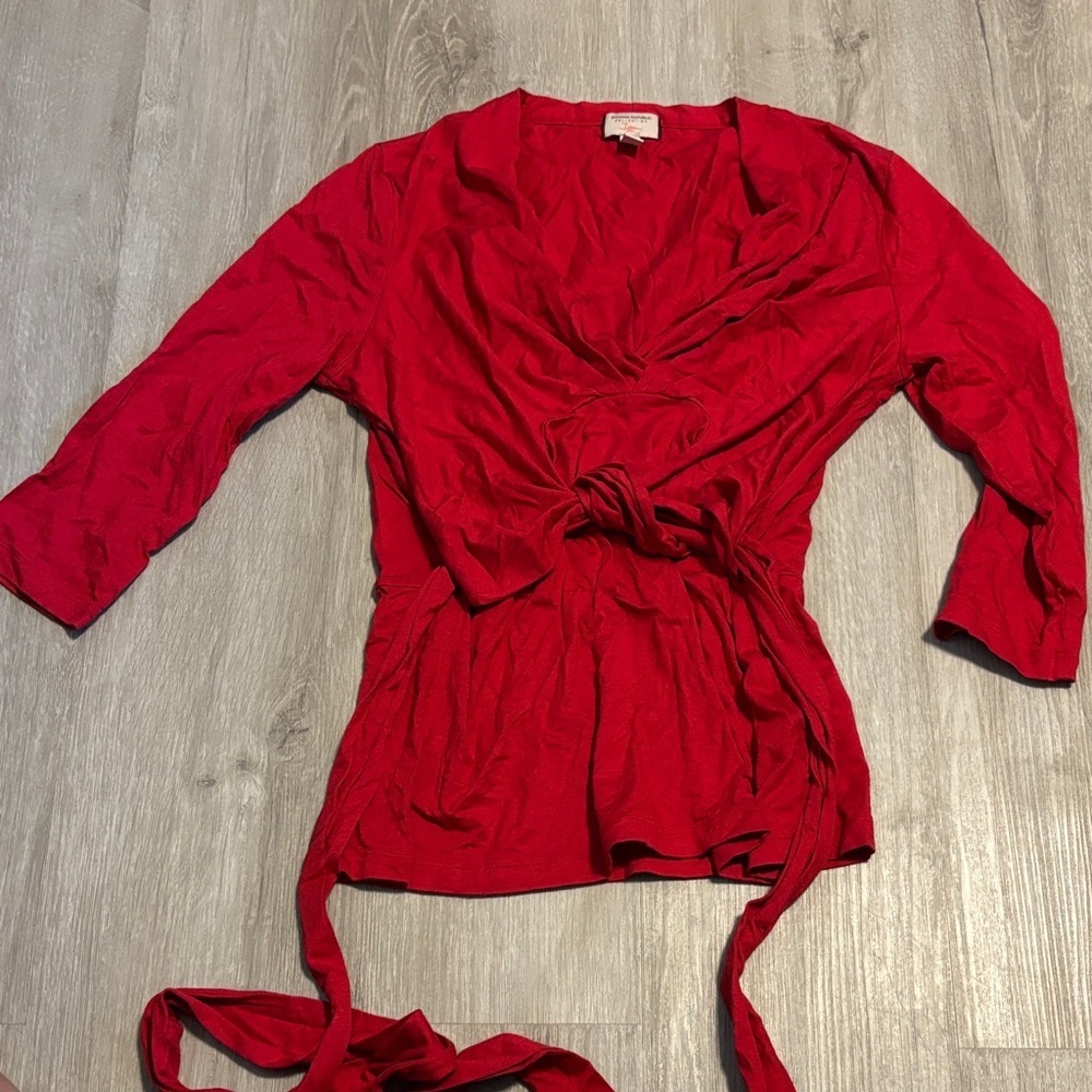 Banana Republic Red Wrap Blouse